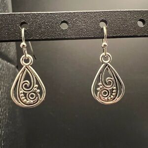 Intricate Silver Teardrop Earrings